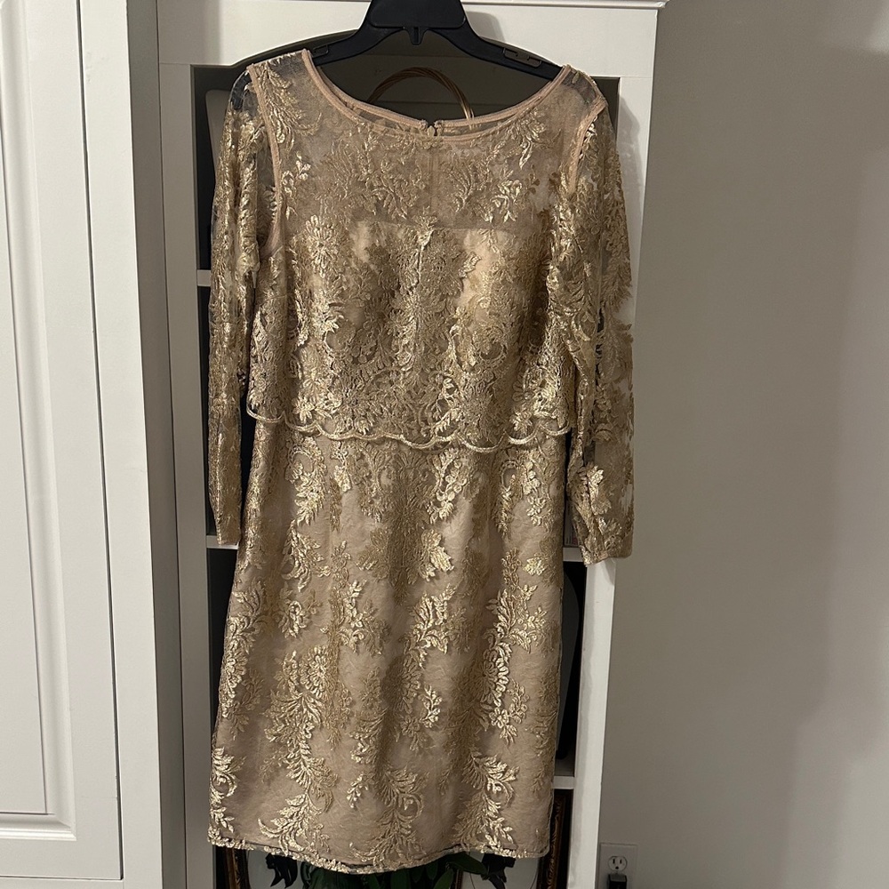 Elegant Gold Lace Dress